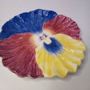 Department 56 Pansey Salad Dessert Plate Replacement Blue Yellow Red Colorful
